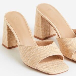 H&M Straw-look Mules in Beige Size 10/41 NWT